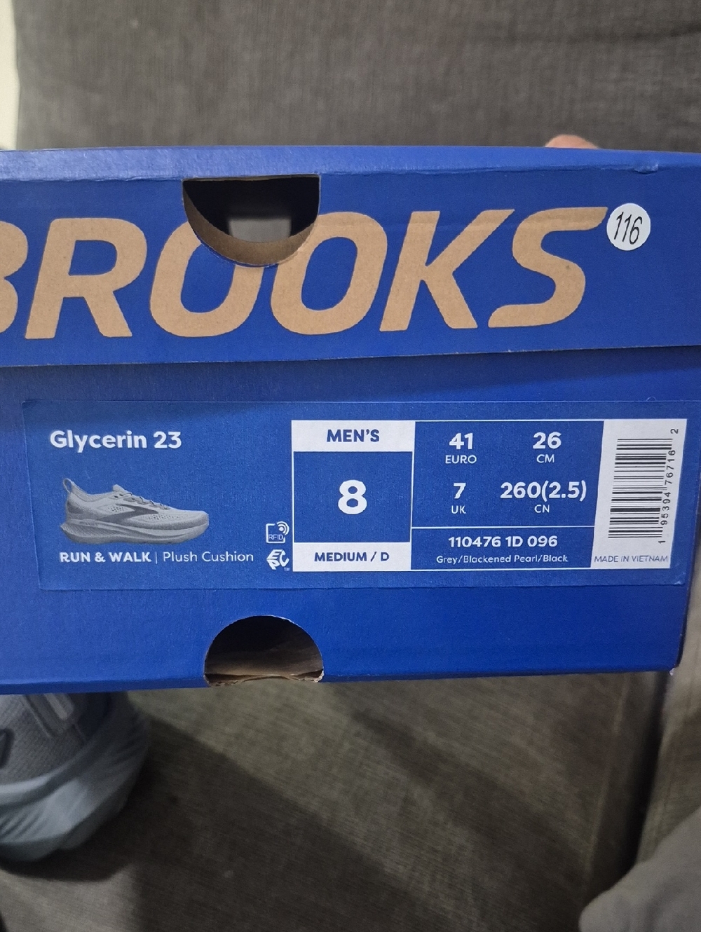 Brooks Glycerin 23 Men’s 8 D Grey Blackened Pearl Black NIB - Picture 6 of 6